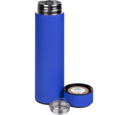 Смарт-бутылка с заменяемой батарейкой Long Therm Soft Touch, синяя