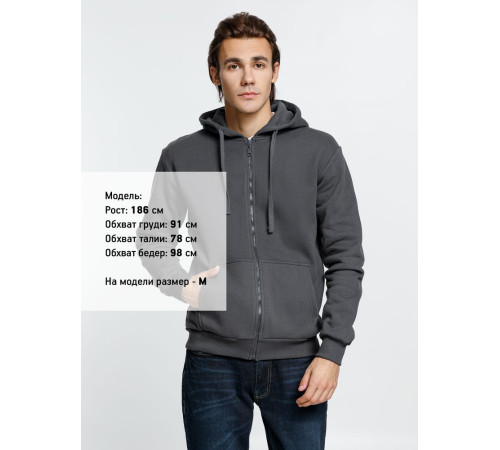Толстовка на молнии с капюшоном Siverga Heavy 2.0, темно-серая (графит)