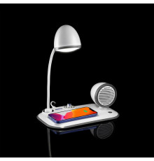 Лампа с колонкой и беспроводной зарядкой Flashback, белая
