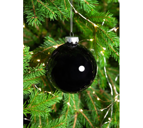 Елочный шар Finery Gloss, 8 см, глянцевый черный
