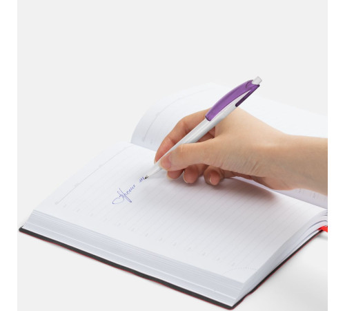 Ручка шариковая Bento, белая с фиолетовым