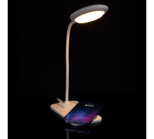 Настольная лампа с беспроводной зарядкой Modicum, белая