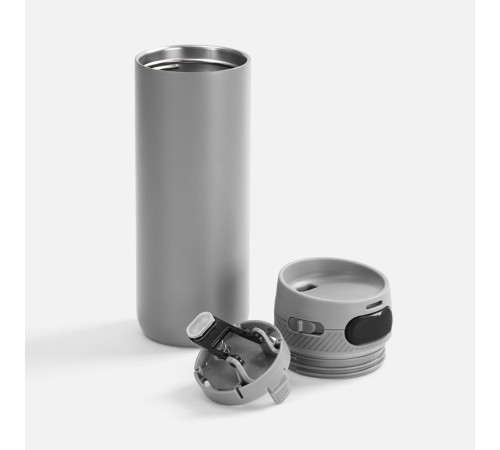 Термостакан X1 с цветной кнопкой, серый с черным