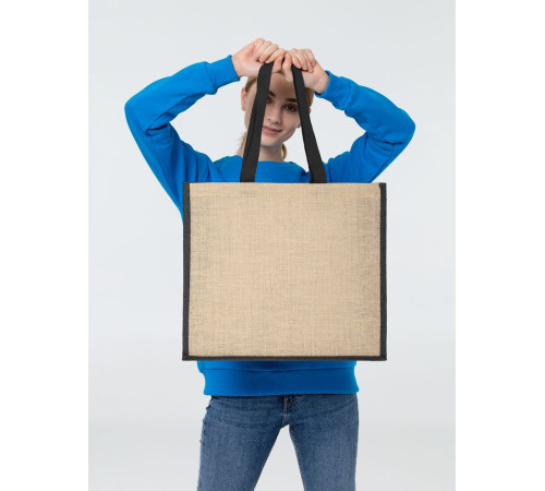 Холщовая сумка для покупок Bagari с черной отделкой