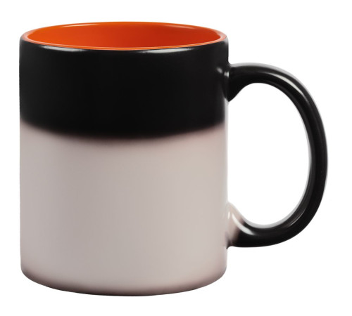 Кружка-хамелеон On Display, матовая, черная с оранжевым