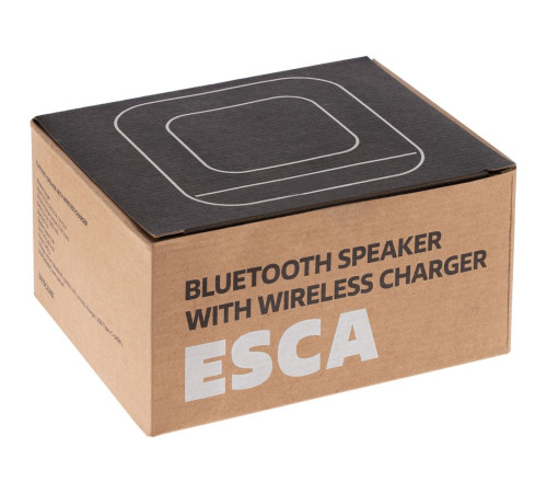 Колонка с беспроводной зарядкой Esca и подсветкой логотипа, черная
