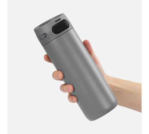 Термостакан X1 с цветной кнопкой, серый с черным