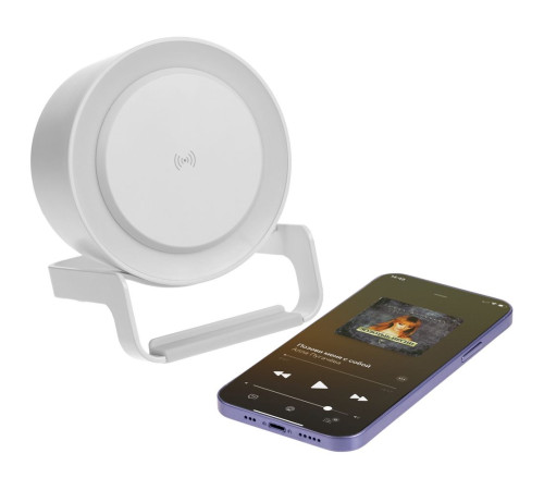 Лампа с колонкой и беспроводной зарядкой moonLight, белая