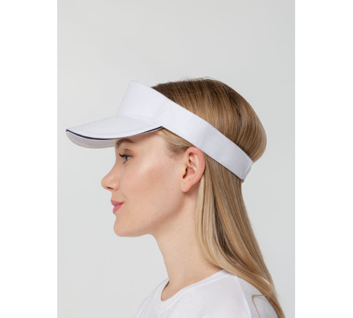 Козырек Active, белый с темно-синим кантом