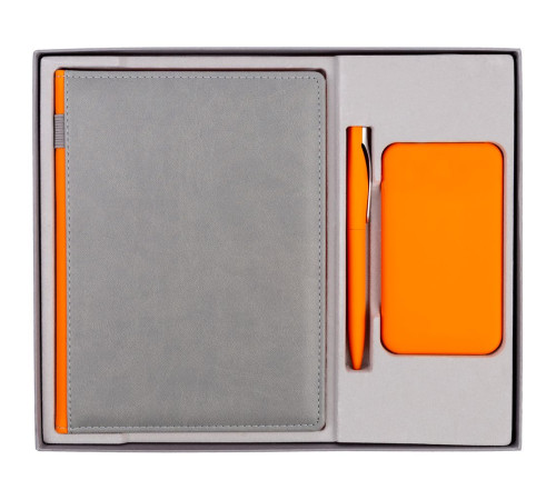 Коробка Overlap под ежедневник, аккумулятор и ручку, ver.2, серая