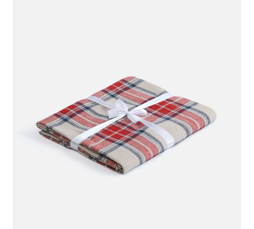 Плед «Валдай», бежевый с красным и синим