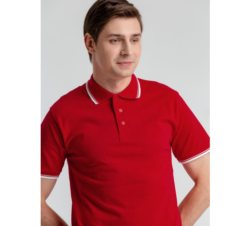 Рубашка поло мужская с контрастной отделкой Practice 270, красный/белый