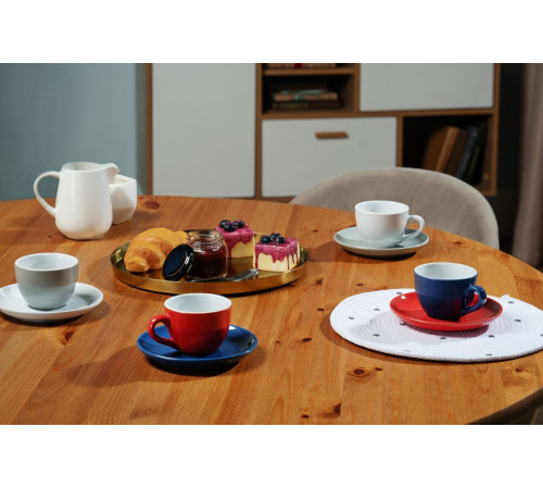 Чайная пара Cozy Morning, серая с белым