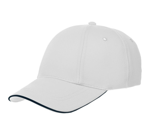 Бейсболка Canopy, белая с темно-синим кантом