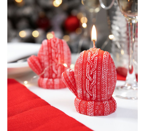 Свеча Kniteam, варежка, красная