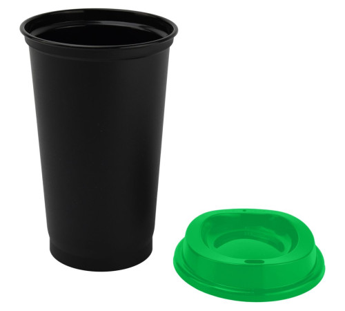 Стакан с крышкой Color Cap Black, черный с зеленым