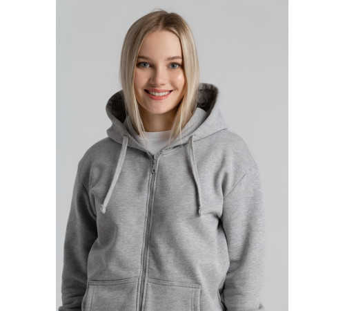 Толстовка на молнии с капюшоном Unit Siverga Heavy, серый меланж