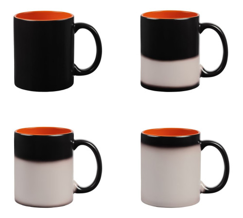 Кружка-хамелеон On Display, матовая, черная с оранжевым