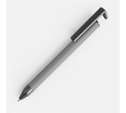 Ручка шариковая Standic с подставкой для телефона, серая