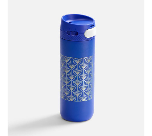 Термостакан X1 с цветной кнопкой, синий с черным