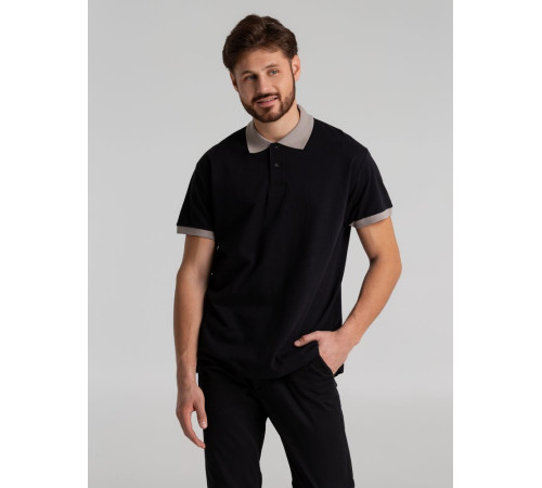 Рубашка поло Prince 190, черная с серым