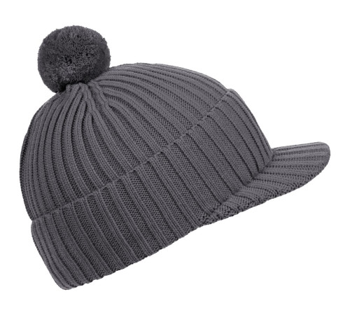 Вязаная шапка с козырьком Peaky, серая (антрацит)