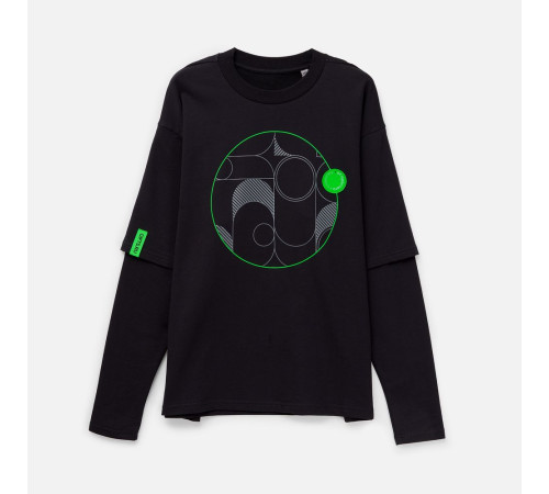 Футболка оверсайз с двойным рукавом Kosmos, черная