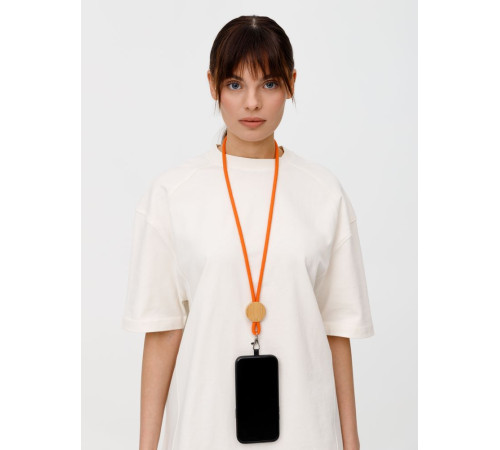 Шнурок для бейджа Tube Wood, оранжевый