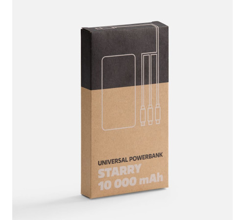 Аккумулятор Uniscend Starry с подсветкой, 10000 мАч, темно-серый