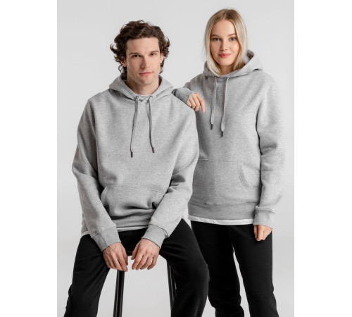 Толстовка с капюшоном унисекс King, серый меланж