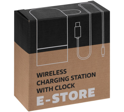 Зарядная станция с часами E-Store для смартфона, часов и наушников, черная