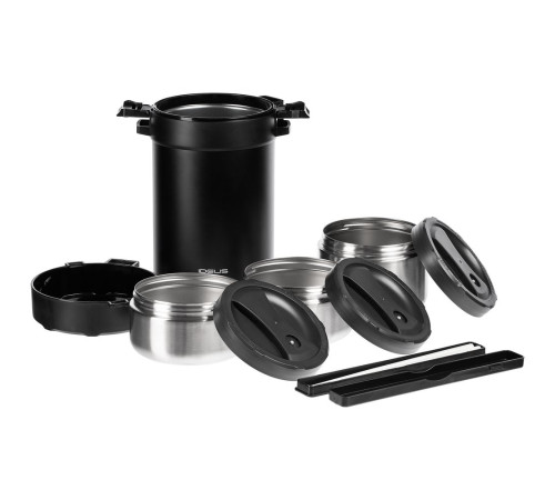 Термос для еды Jiayi в термочехле, черный