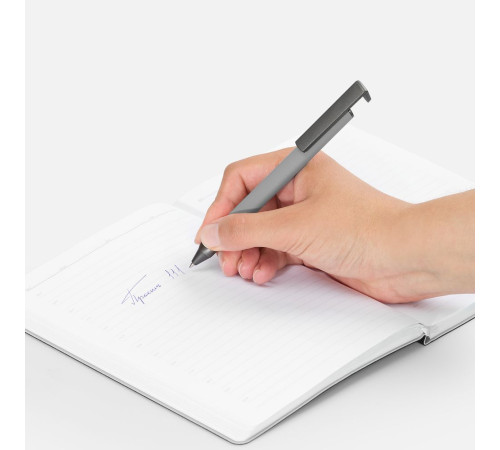 Ручка шариковая Standic с подставкой для телефона, серая