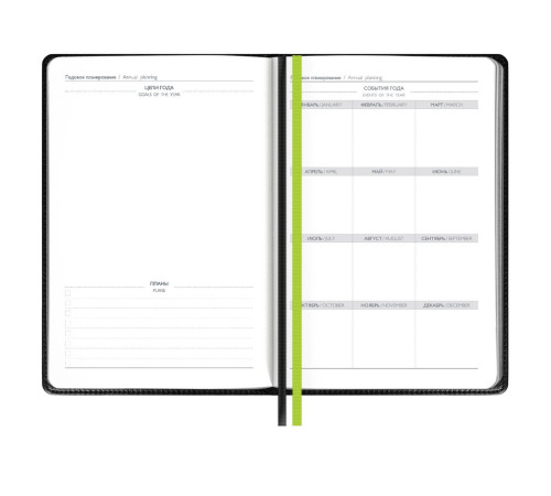 Ежедневник Alanis, недатированный, черный с зеленым
