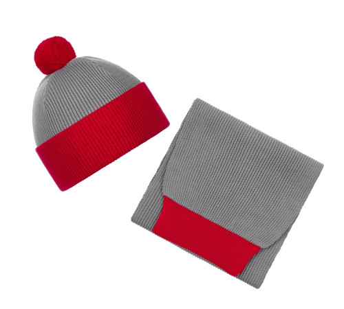 Шарф Snappy, светло-серый с красным