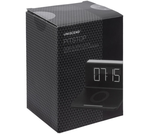 Часы настольные с беспроводным зарядным устройством Pitstop, белые