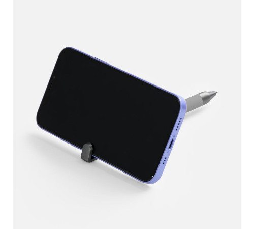 Ручка шариковая Standic с подставкой для телефона, серая