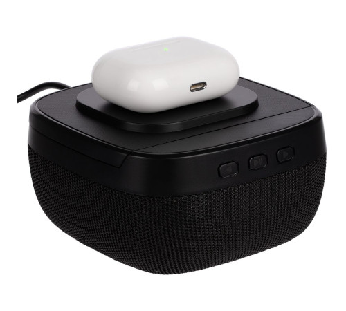 Колонка с беспроводной зарядкой Esca и подсветкой логотипа, черная