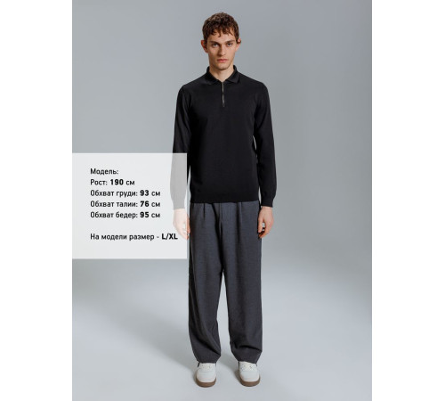 Рубашка поло мужская с длинным рукавом Terrazzo, черная