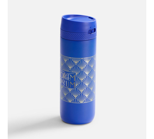 Термостакан X1 с цветной кнопкой, синий с черным