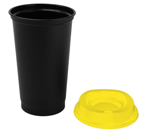 Стакан с крышкой Color Cap Black, черный с желтым