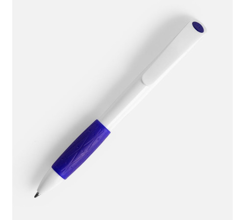 Ручка шариковая Grip, белая (молочная) с синим