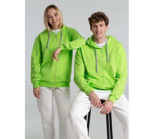 Толстовка на молнии с капюшоном Unit Siverga, зеленое яблоко