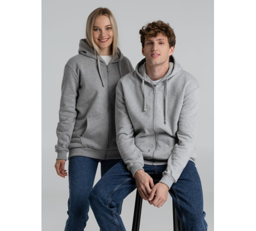 Толстовка на молнии с капюшоном Unit Siverga Heavy, серый меланж