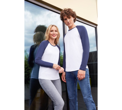 Футболка мужская с длинным рукавом Funky Lsl, белая с ярко-синим