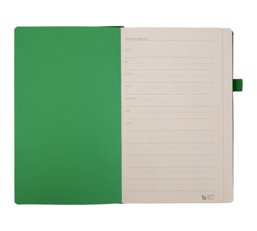 Ежедневник Ton, недатированный, черный с зеленым
