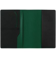 Обложка для паспорта Multimo, черная с зеленым