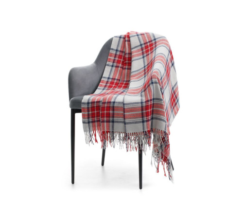 Плед «Валдай», бежевый с красным и синим