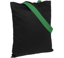 Холщовая сумка BrighTone, черная с зелеными ручками