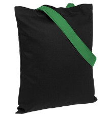 Холщовая сумка BrighTone, черная с зелеными ручками